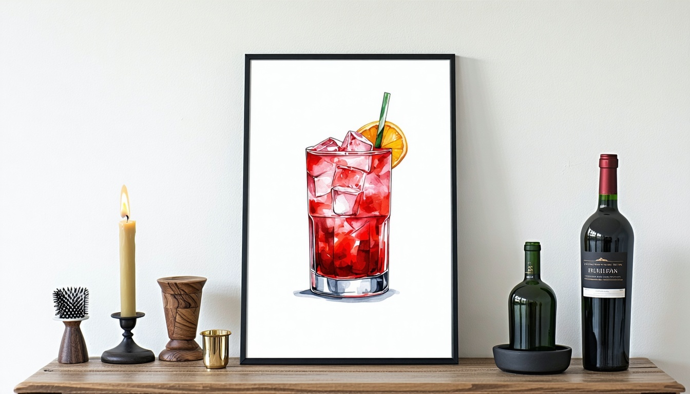 Custom pet cocktail illustration print